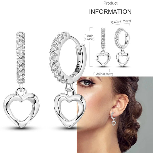 925 Sterling Silver Colored Zirconium Cross Skull Iron Tower Feather Coffee Cup Star Earrings Gift for Women Jewelry Wedding - Clacker