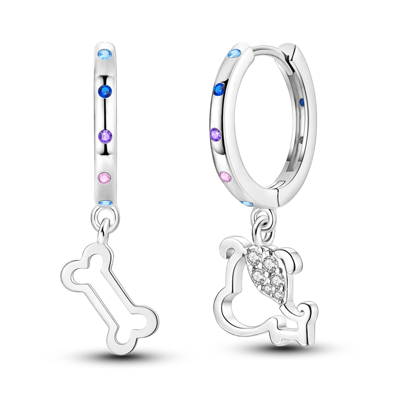 925 Sterling Silver Colored Zirconium Cross Skull Iron Tower Feather Coffee Cup Star Earrings Gift for Women Jewelry Wedding - Clacker