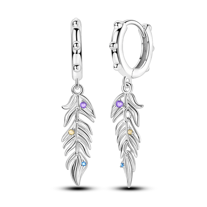 925 Sterling Silver Colored Zirconium Cross Skull Iron Tower Feather Coffee Cup Star Earrings Gift for Women Jewelry Wedding - Clacker