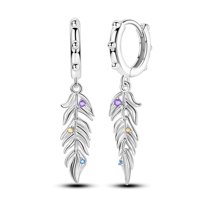 925 Sterling Silver Colored Zirconium Cross Skull Iron Tower Feather Coffee Cup Star Earrings Gift for Women Jewelry Wedding - Clacker