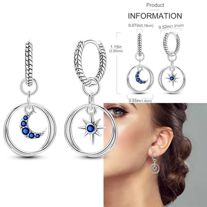 925 Sterling Silver Colored Zirconium Cross Skull Iron Tower Feather Coffee Cup Star Earrings Gift for Women Jewelry Wedding - Clacker