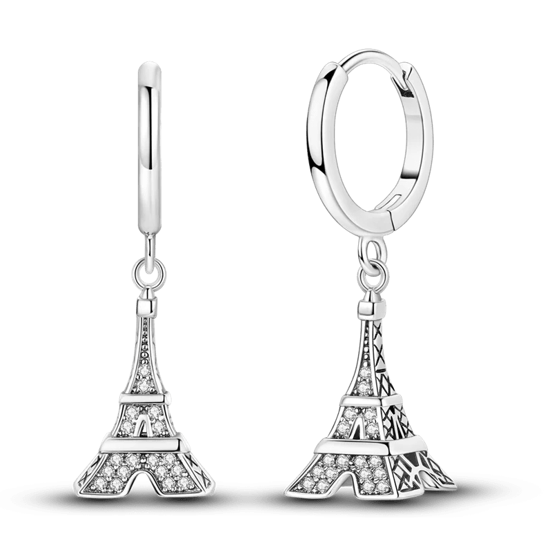 925 Sterling Silver Colored Zirconium Cross Skull Iron Tower Feather Coffee Cup Star Earrings Gift for Women Jewelry Wedding - Clacker