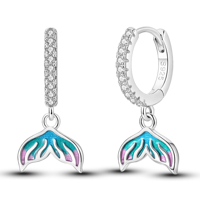 925 Sterling Silver Colored Zirconium Cross Skull Iron Tower Feather Coffee Cup Star Earrings Gift for Women Jewelry Wedding - Clacker