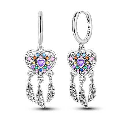 925 Sterling Silver Colored Zirconium Cross Skull Iron Tower Feather Coffee Cup Star Earrings Gift for Women Jewelry Wedding - Clacker