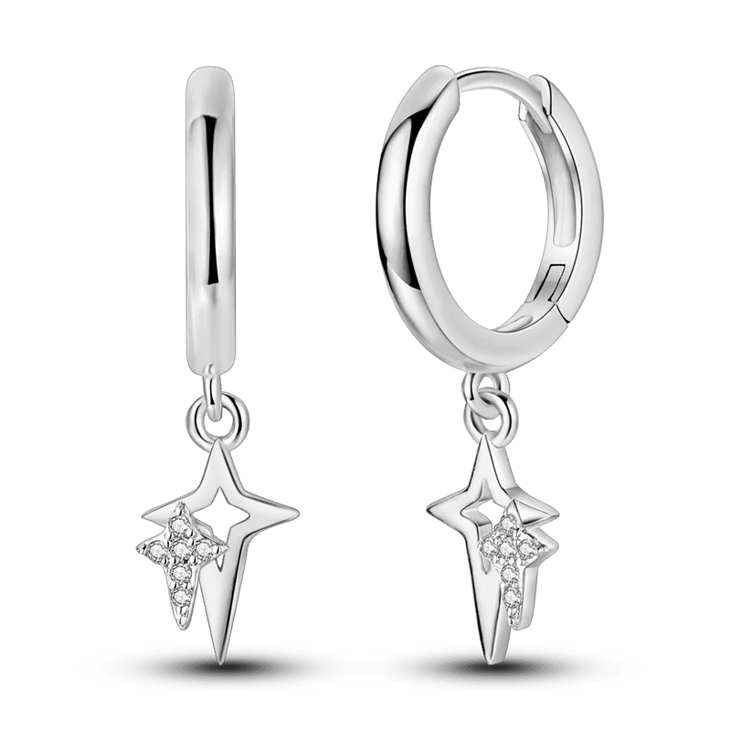 925 Sterling Silver Colored Zirconium Cross Skull Iron Tower Feather Coffee Cup Star Earrings Gift for Women Jewelry Wedding - Clacker