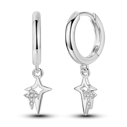 925 Sterling Silver Colored Zirconium Cross Skull Iron Tower Feather Coffee Cup Star Earrings Gift for Women Jewelry Wedding - Clacker