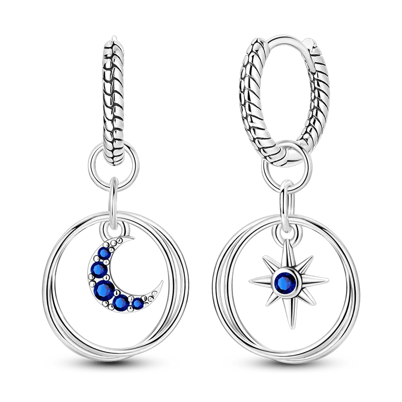 925 Sterling Silver Colored Zirconium Cross Skull Iron Tower Feather Coffee Cup Star Earrings Gift for Women Jewelry Wedding - Clacker
