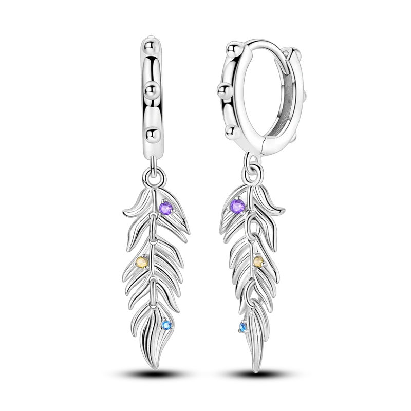 925 Sterling Silver Colored Zirconium Cross Skull Iron Tower Feather Coffee Cup Star Earrings Gift for Women Jewelry Wedding