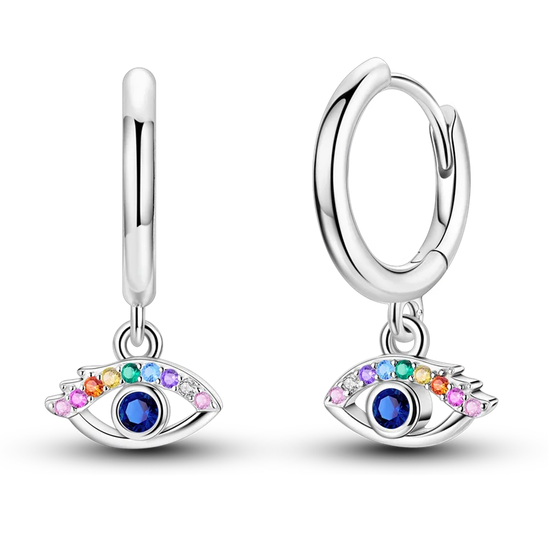 925 Sterling Silver Colored Zirconium Cross Skull Iron Tower Feather Coffee Cup Star Earrings Gift for Women Jewelry Wedding