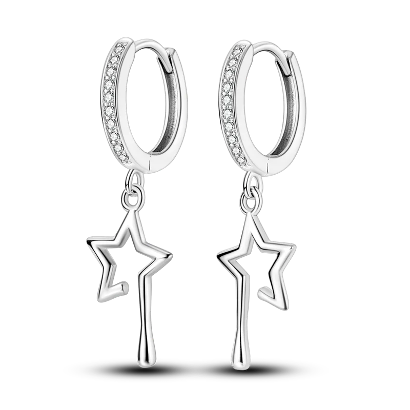 925 Sterling Silver Colored Zirconium Cross Skull Iron Tower Feather Coffee Cup Star Earrings Gift for Women Jewelry Wedding
