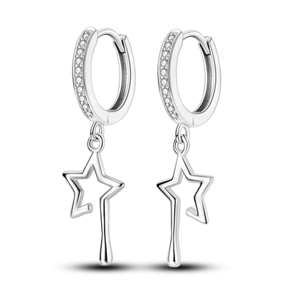 925 Sterling Silver Colored Zirconium Cross Skull Iron Tower Feather Coffee Cup Star Earrings Gift for Women Jewelry Wedding