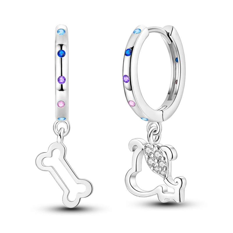 925 Sterling Silver Colored Zirconium Cross Skull Iron Tower Feather Coffee Cup Star Earrings Gift for Women Jewelry Wedding