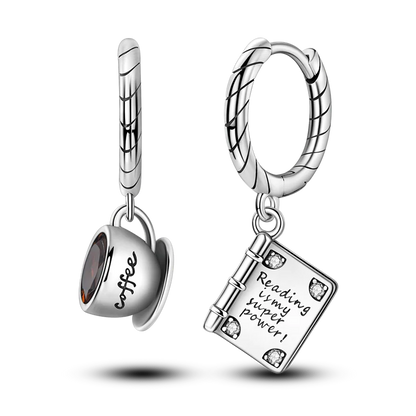 925 Sterling Silver Colored Zirconium Cross Skull Iron Tower Feather Coffee Cup Star Earrings Gift for Women Jewelry Wedding