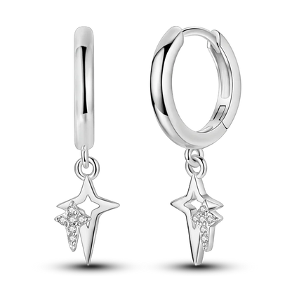 925 Sterling Silver Colored Zirconium Cross Skull Iron Tower Feather Coffee Cup Star Earrings Gift for Women Jewelry Wedding