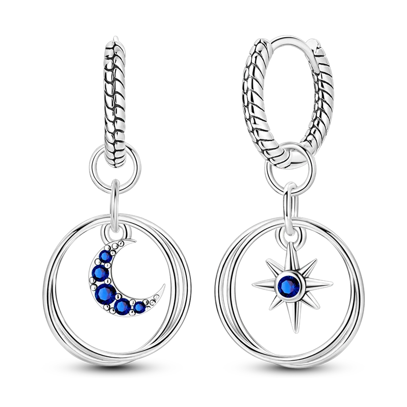 925 Sterling Silver Colored Zirconium Cross Skull Iron Tower Feather Coffee Cup Star Earrings Gift for Women Jewelry Wedding