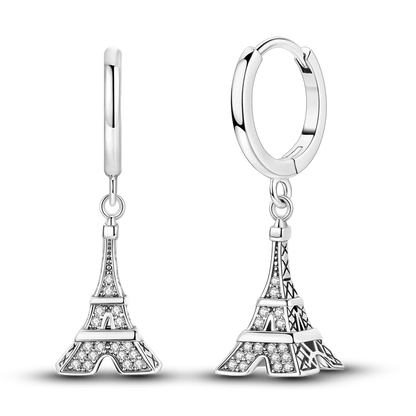 925 Sterling Silver Colored Zirconium Cross Skull Iron Tower Feather Coffee Cup Star Earrings Gift for Women Jewelry Wedding