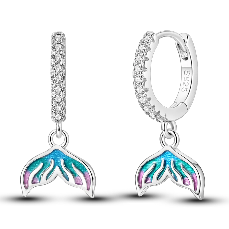 925 Sterling Silver Colored Zirconium Cross Skull Iron Tower Feather Coffee Cup Star Earrings Gift for Women Jewelry Wedding