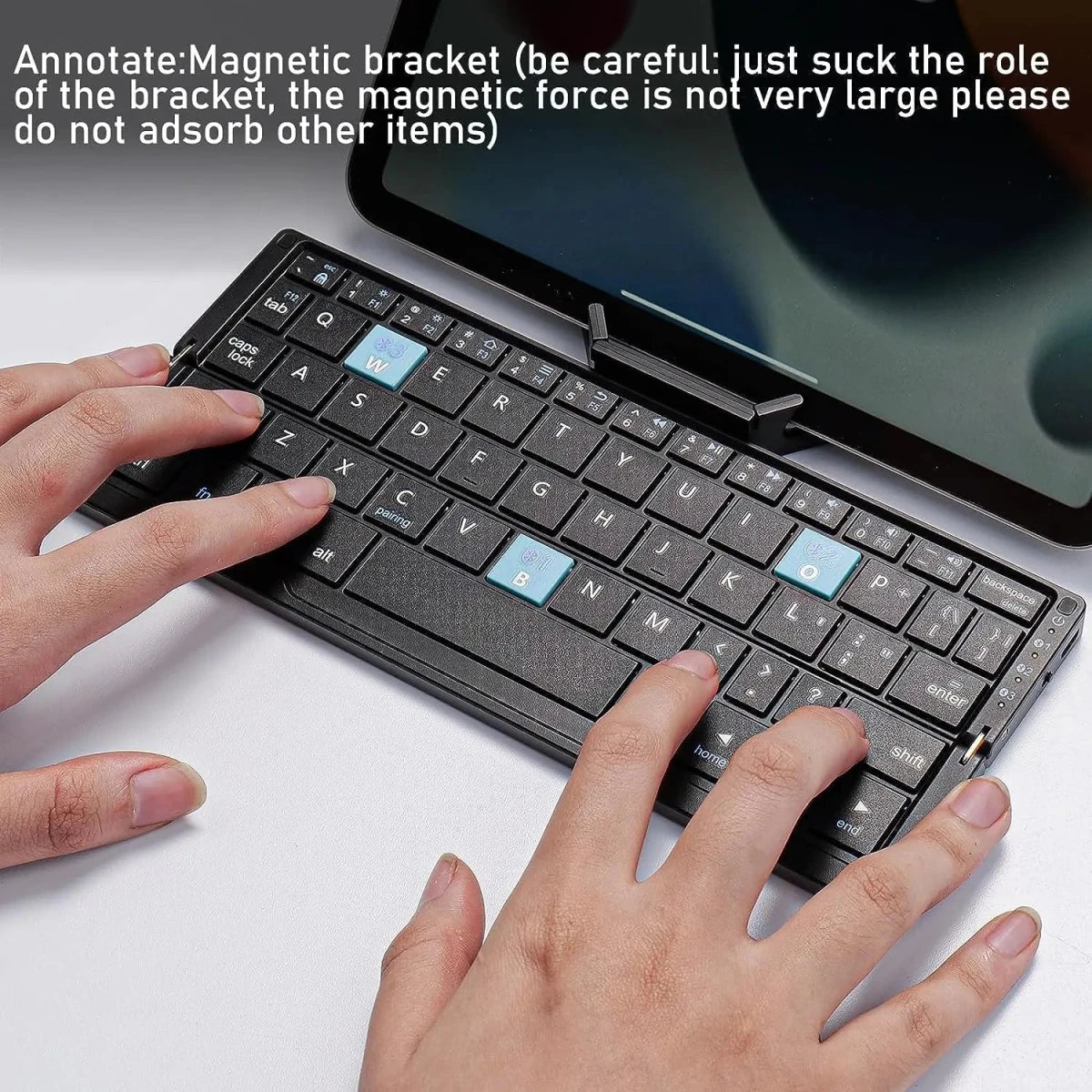 Clavier Bluetooth Pliable – Compatible iPhone, iPad, Android & PC | Ultra-Portable avec Support Intégré - Clacker