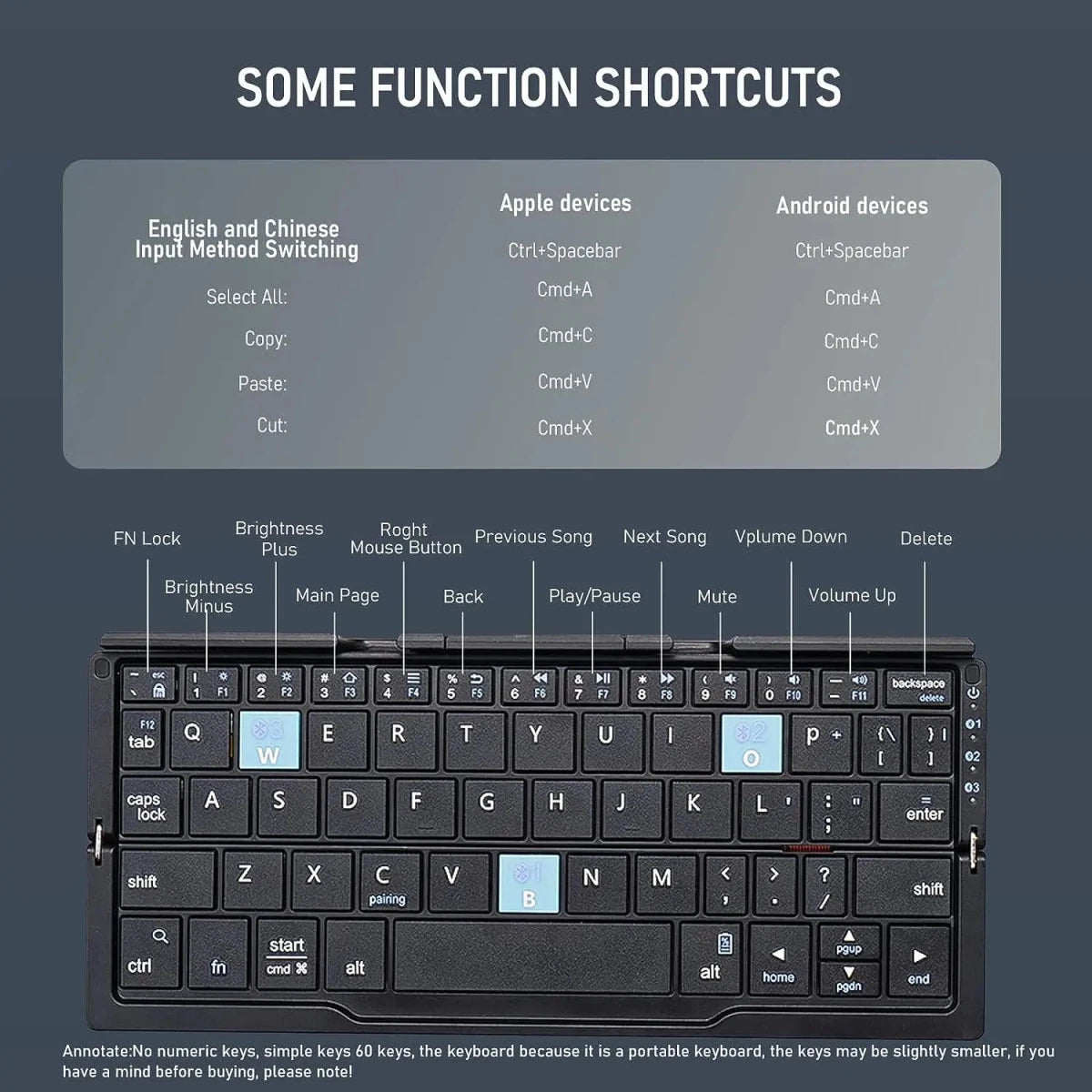 Clavier Bluetooth Pliable – Compatible iPhone, iPad, Android & PC | Ultra-Portable avec Support Intégré - Clacker
