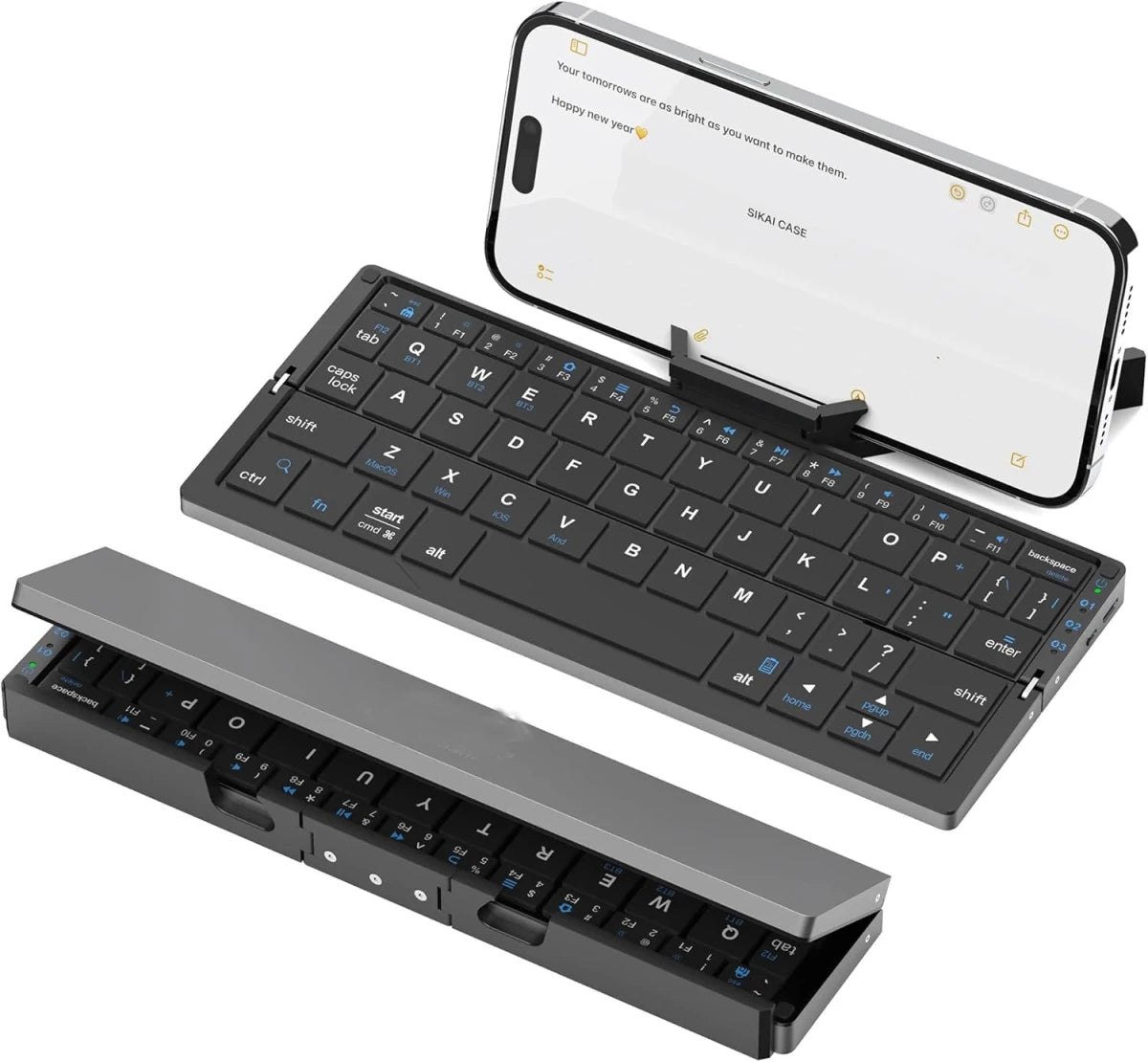 Clavier Bluetooth Pliable – Compatible iPhone, iPad, Android & PC | Ultra-Portable avec Support Intégré - Clacker
