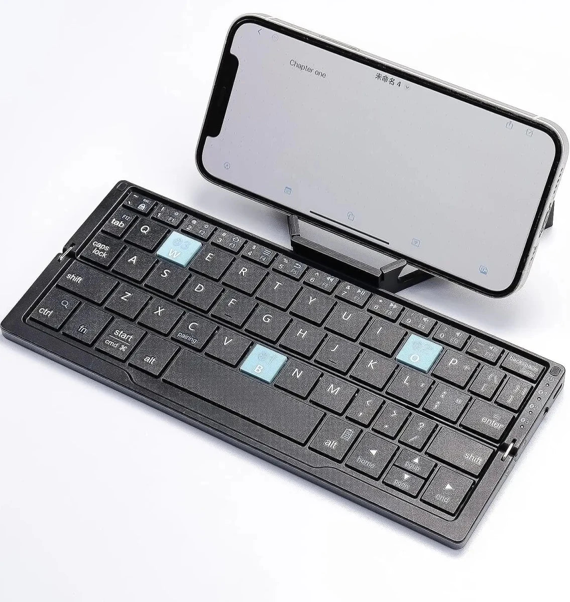Clavier Bluetooth Pliable – Compatible iPhone, iPad, Android & PC | Ultra-Portable avec Support Intégré - Clacker