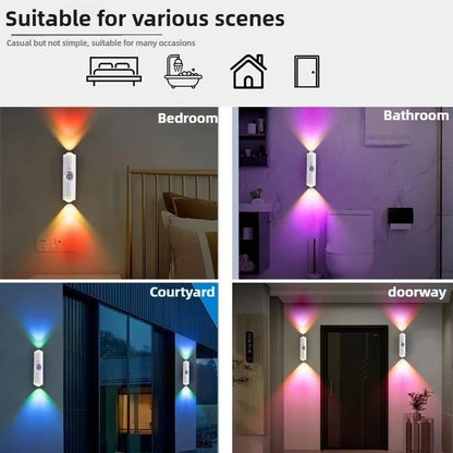 Motion Sensor Night Light 7 Color Change LED Wireless Wall Lamp Magnetic Rechargeable Spotlight for Bathroom Bedroom Living Room - Clacker